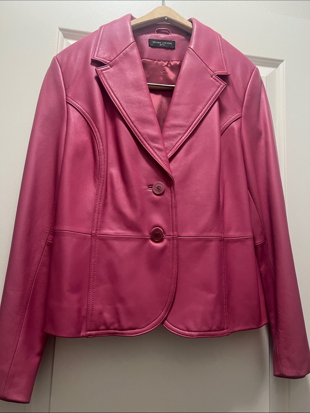 💗 Gorgeous Valerie Stevens pink leather blazer in Petite Large